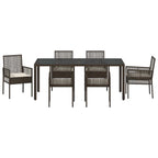 Garten Essgruppe 7 pcs Braun Poly-Rattan