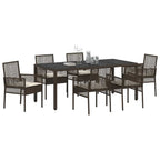 Garten Essgruppe 7 pcs Braun Poly-Rattan