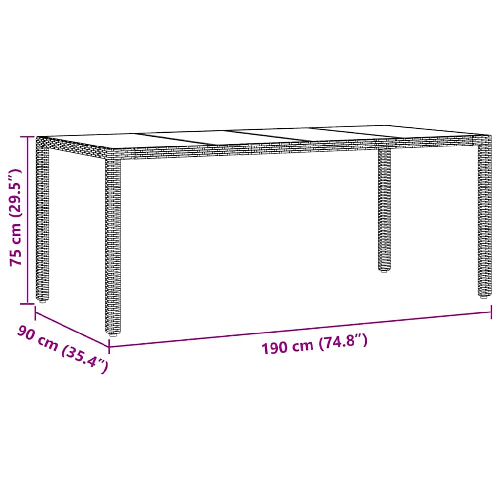 Garten Essgruppe 7 pcs Braun Poly-Rattan