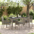Garten Essgruppe 5 pcs Grau Poly-Rattan