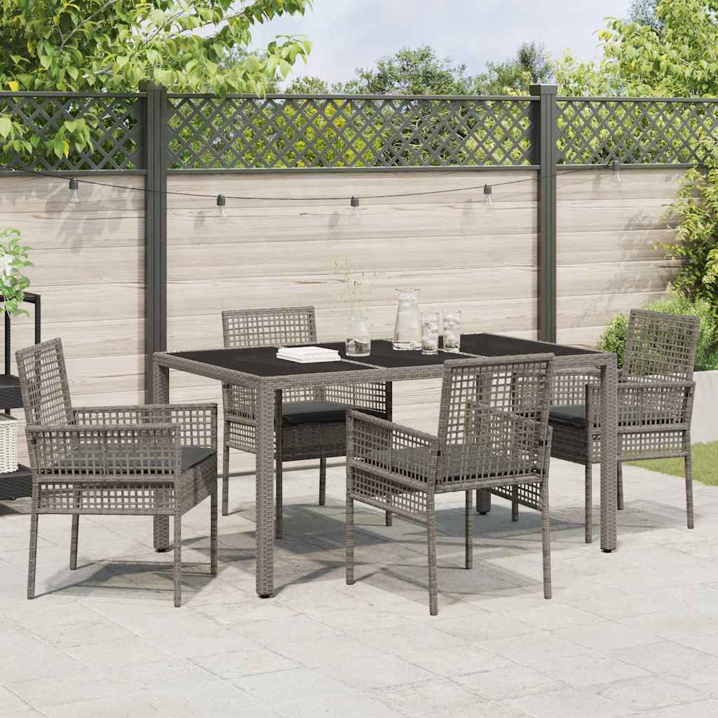 Garten Essgruppe 5 pcs Grau Poly-Rattan