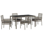 Garten Essgruppe 5 pcs Grau Poly-Rattan