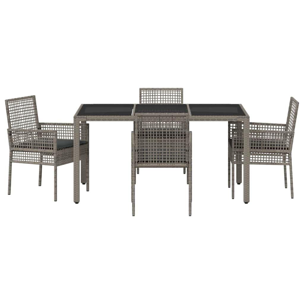 Garten Essgruppe 5 pcs Grau Poly-Rattan