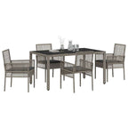 Garten Essgruppe 5 pcs Grau Poly-Rattan