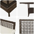Garten Essgruppe 3 pcs Braun Poly-Rattan