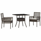 Garten Essgruppe 3 pcs Braun Poly-Rattan