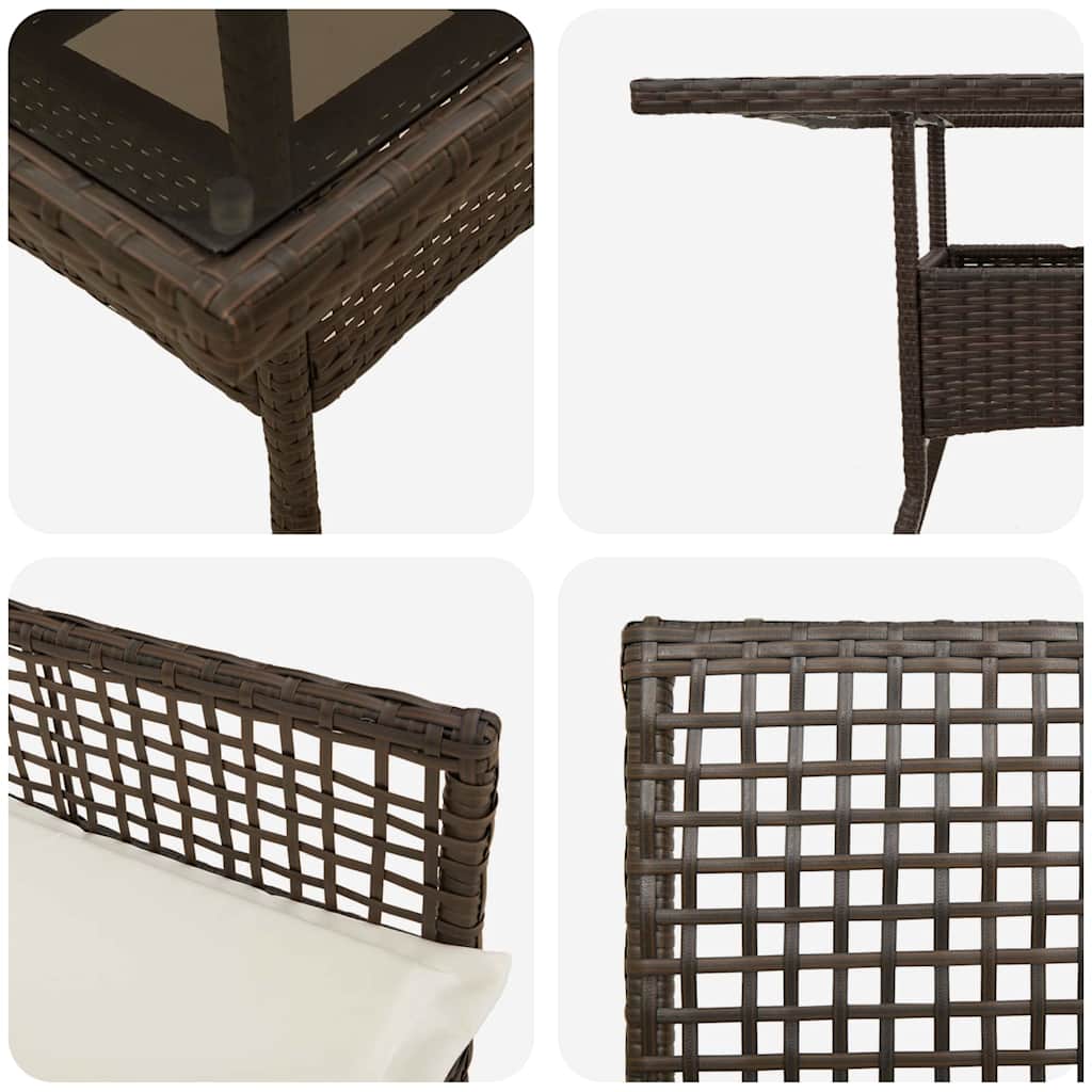 Garten Essgruppe 5 pcs Braun Poly-Rattan