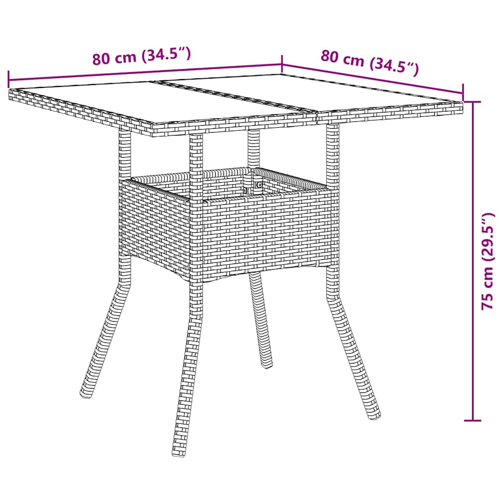 Garten Essgruppe 5 pcs Braun Poly-Rattan