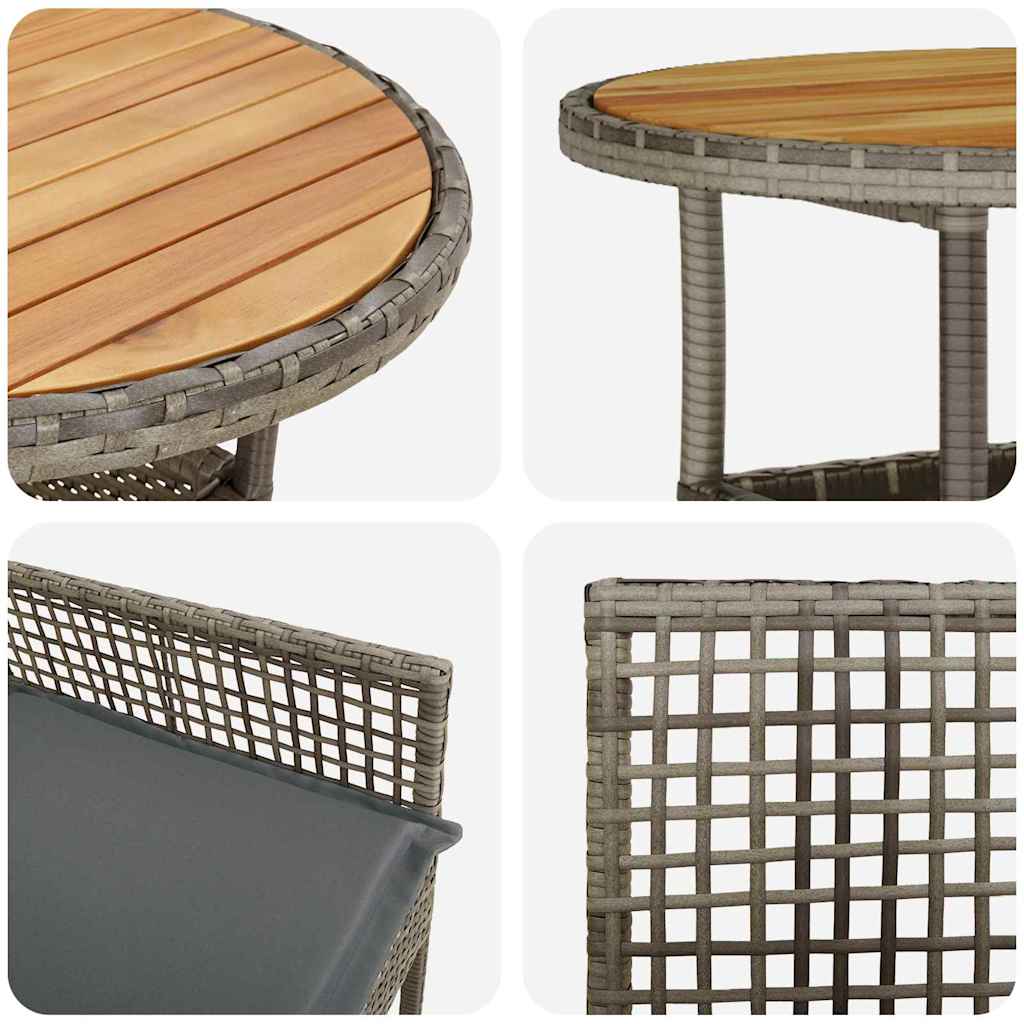 Garten Essgruppe 5 pcs Grau Poly-Rattan