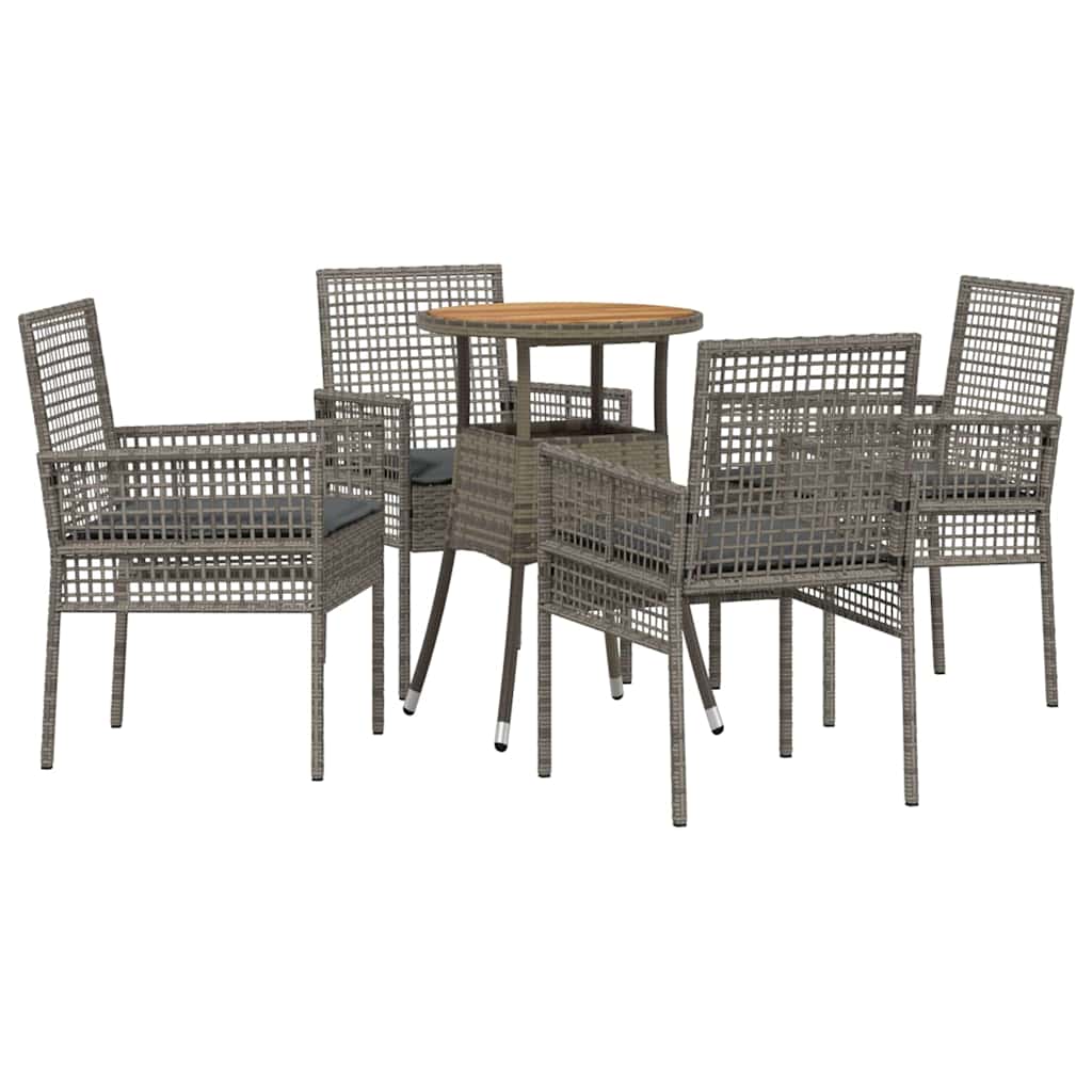 Garten Essgruppe 5 pcs Grau Poly-Rattan