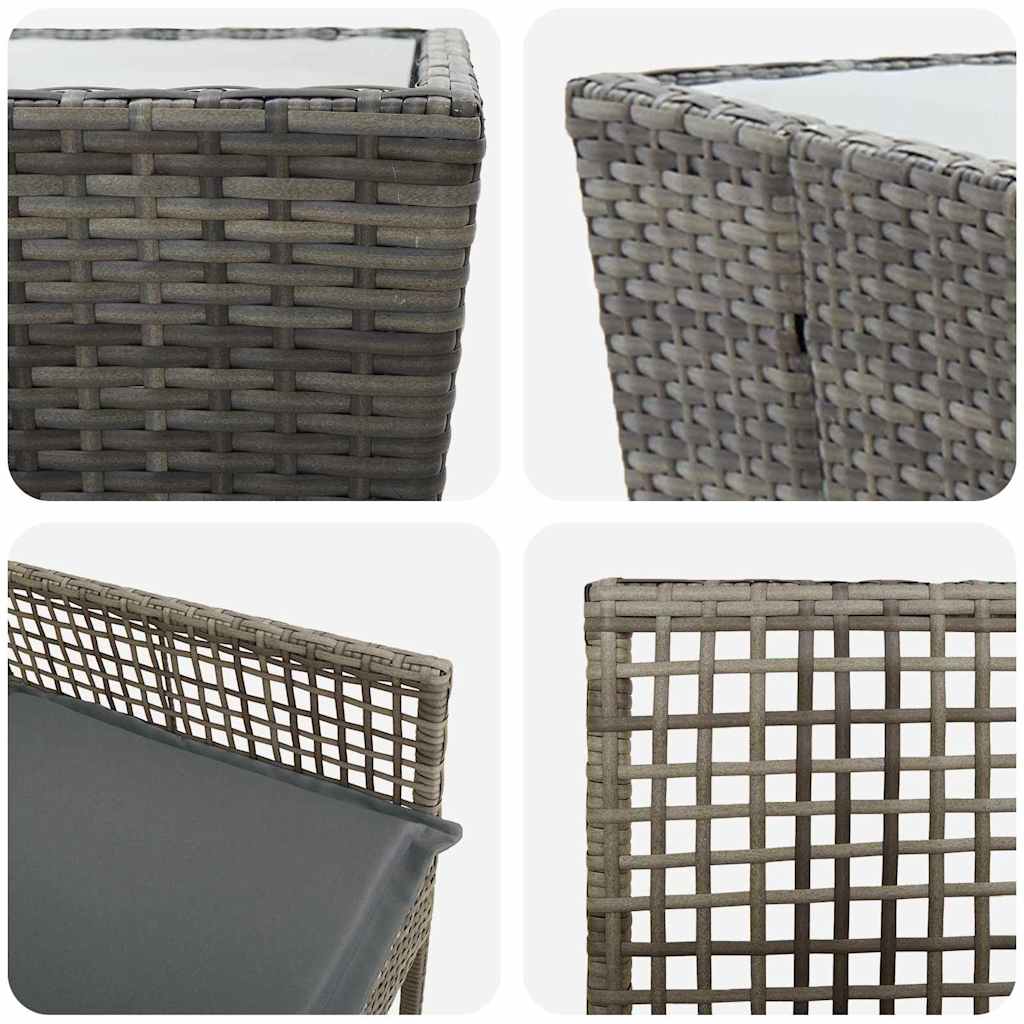 Garten Bistro Set 3 pcs Grau Poly-Rattan