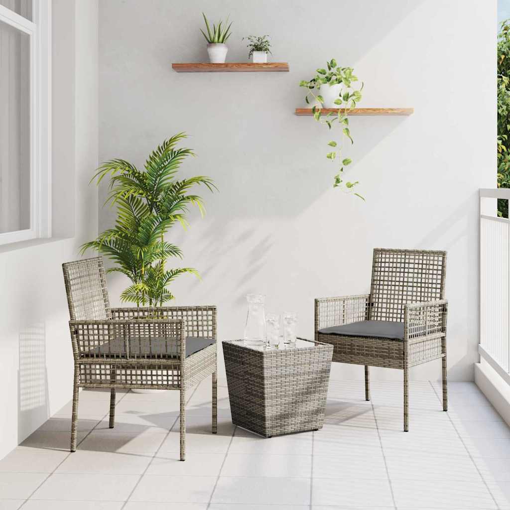 Garten Bistro Set 3 pcs Grau Poly-Rattan
