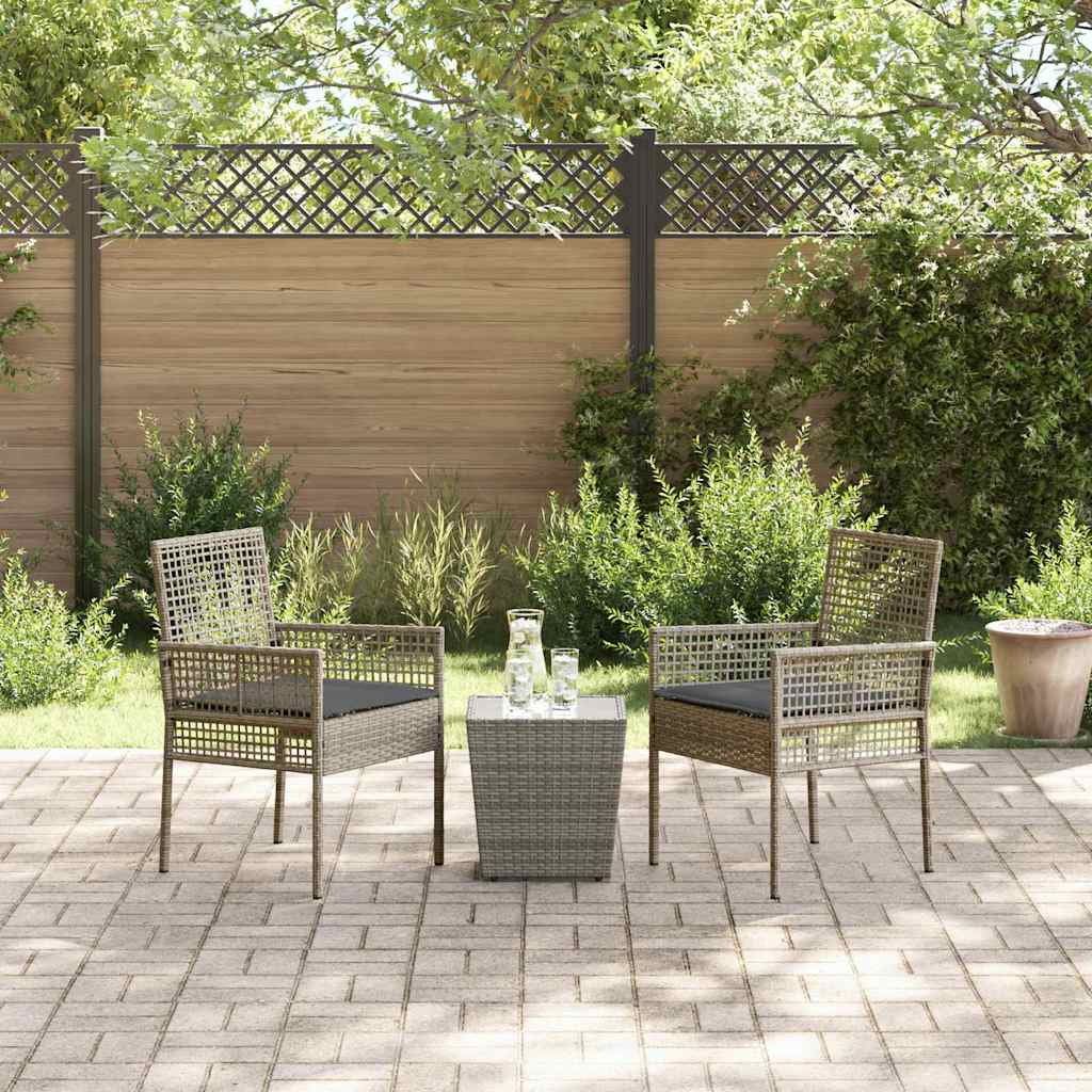 Garten Bistro Set 3 pcs Grau Poly-Rattan
