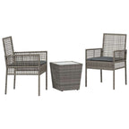 Garten Bistro Set 3 pcs Grau Poly-Rattan