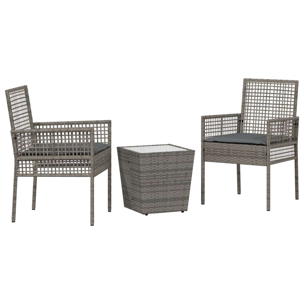 Garten Bistro Set 3 pcs Grau Poly-Rattan