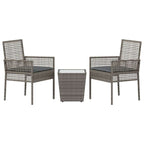 Garten Bistro Set 3 pcs Grau Poly-Rattan