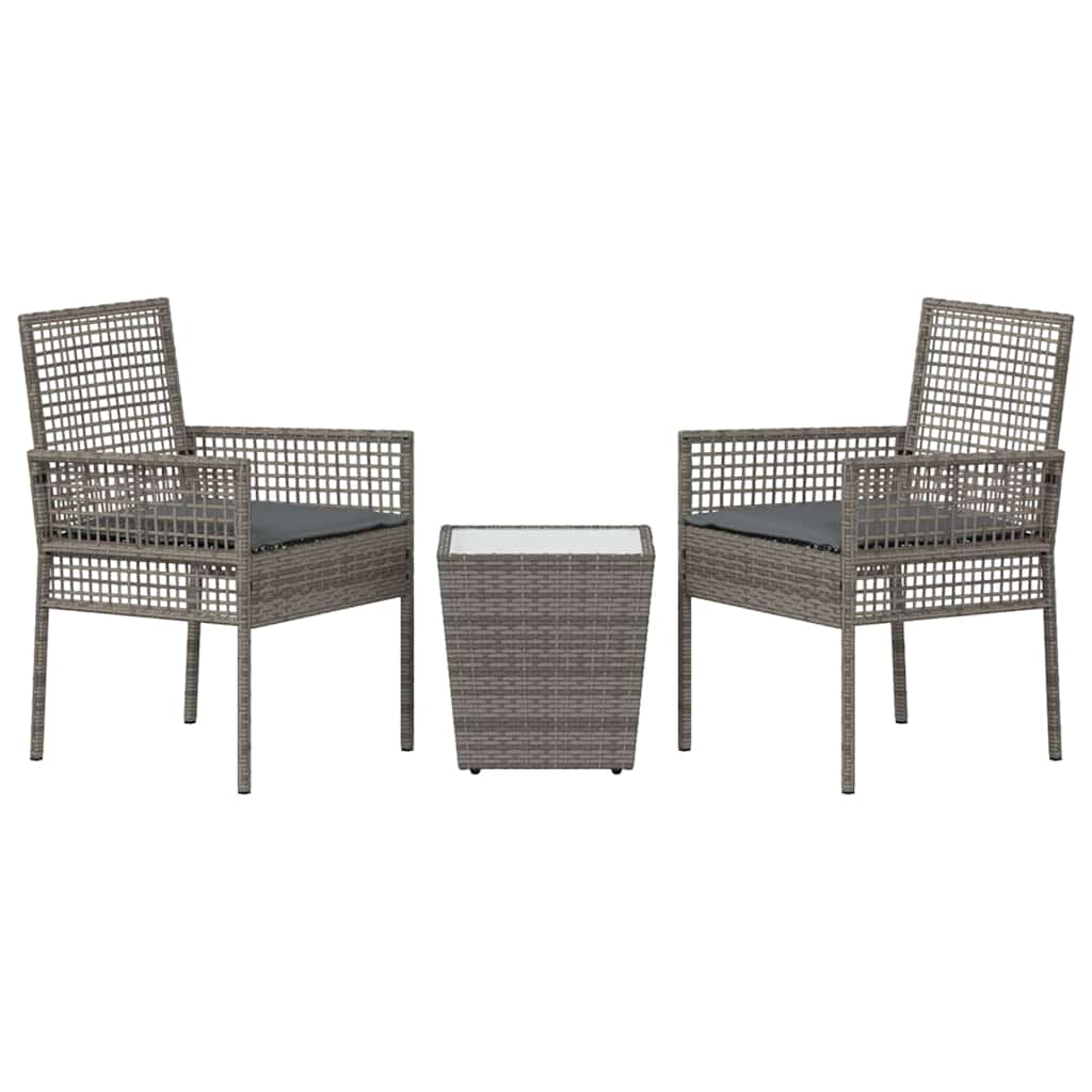 Garten Bistro Set 3 pcs Grau Poly-Rattan