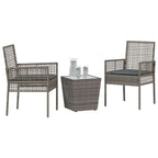Garten Bistro Set 3 pcs Grau Poly-Rattan