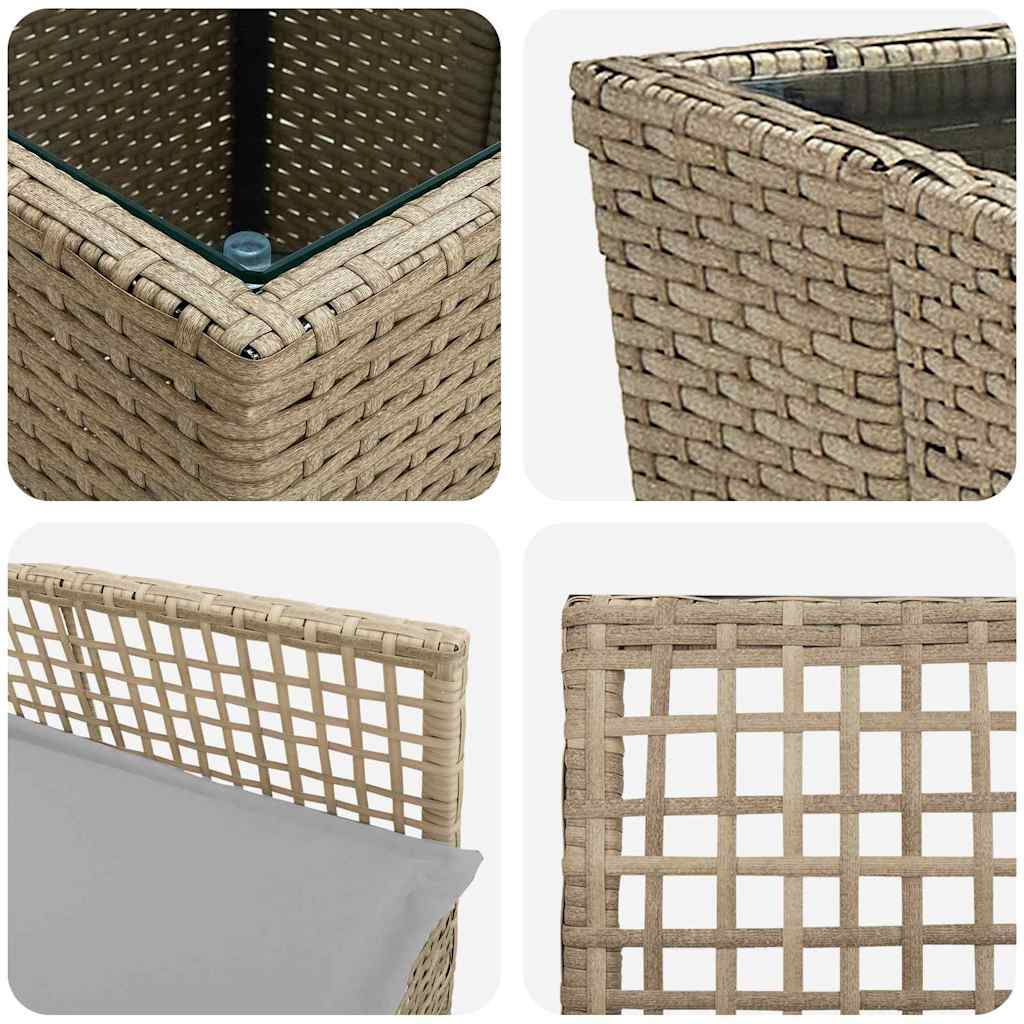 Garten Bistro Set 3 pcs Beige Poly-Rattan
