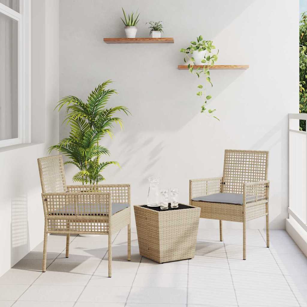 Garten Bistro Set 3 pcs Beige Poly-Rattan
