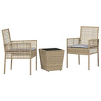 Garten Bistro Set 3 pcs Beige Poly-Rattan