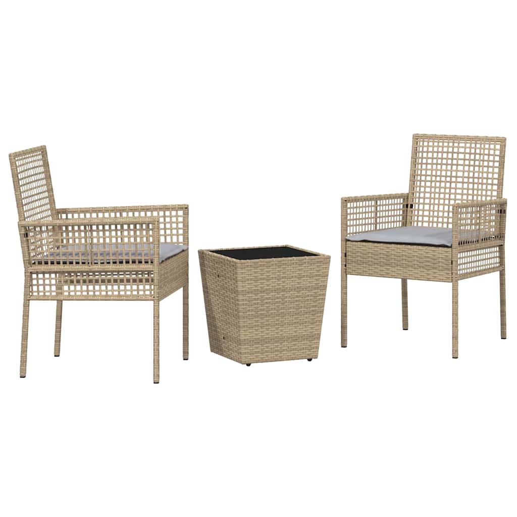 Garten Bistro Set 3 pcs Beige Poly-Rattan