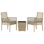 Garten Bistro Set 3 pcs Beige Poly-Rattan