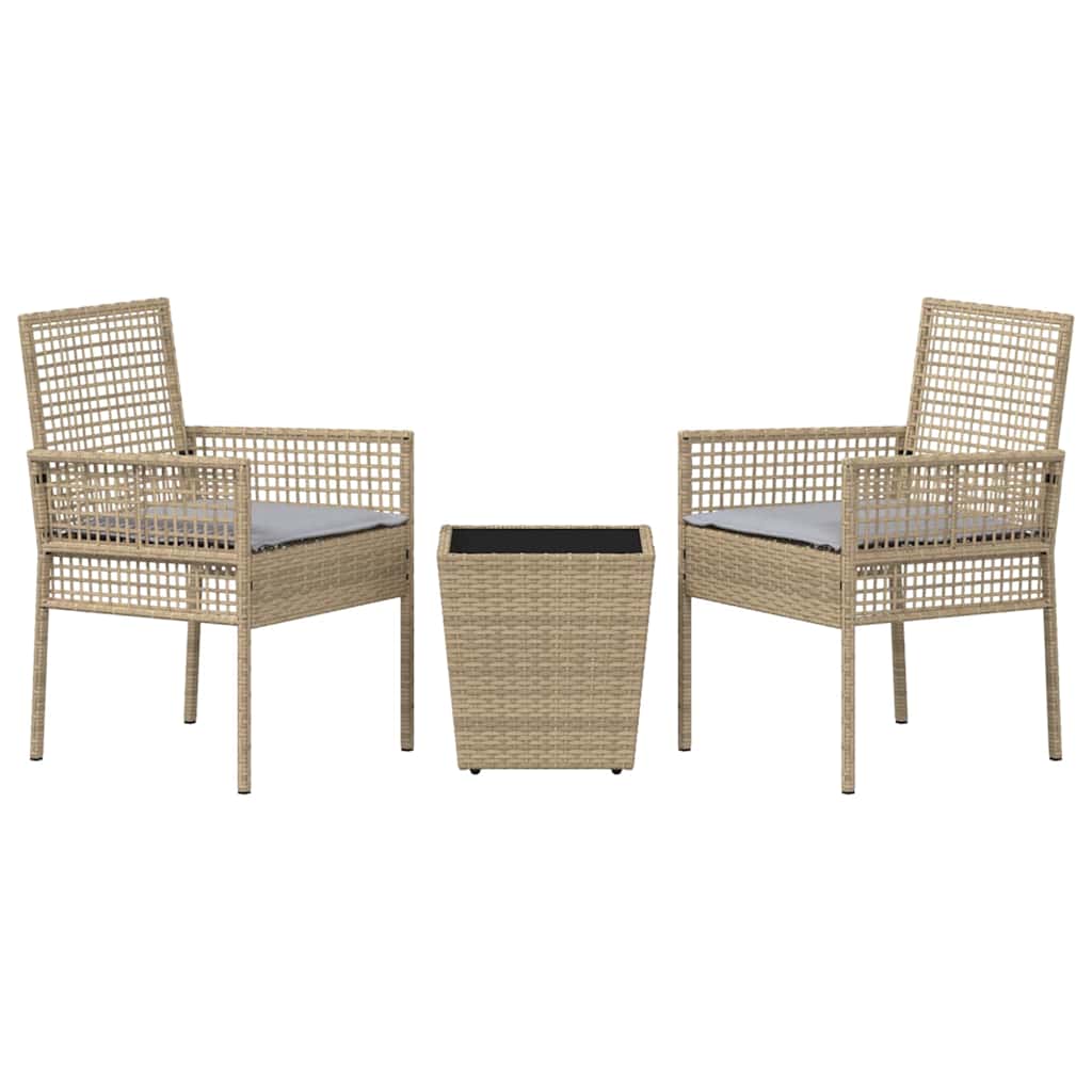 Garten Bistro Set 3 pcs Beige Poly-Rattan