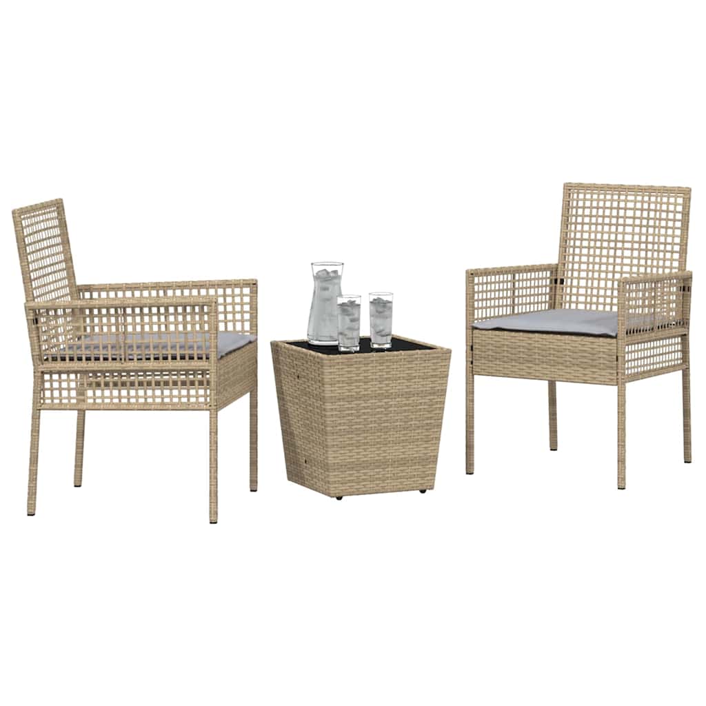 Garten Bistro Set 3 pcs Beige Poly-Rattan