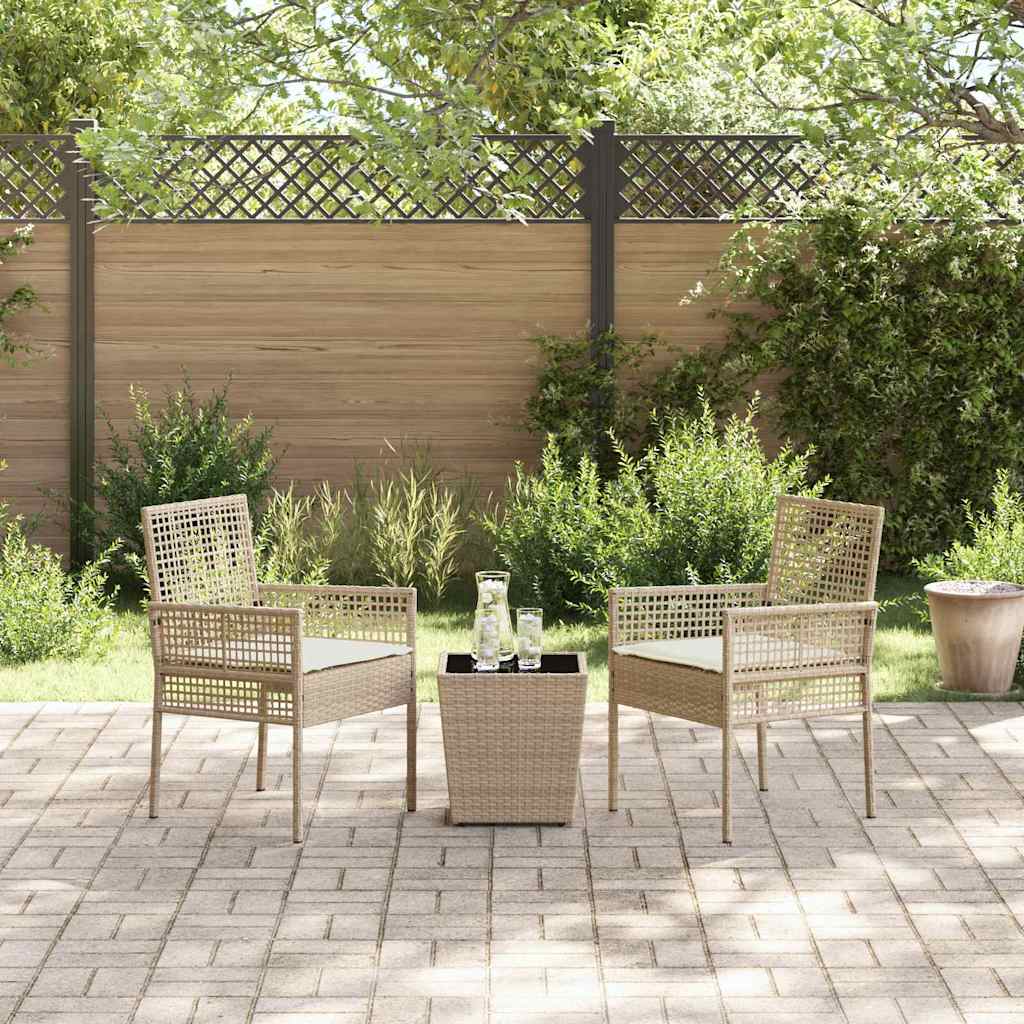 Garten Bistro Set 3 pcs Beige Poly-Rattan