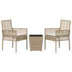 Garten Bistro Set 3 pcs Beige Poly-Rattan