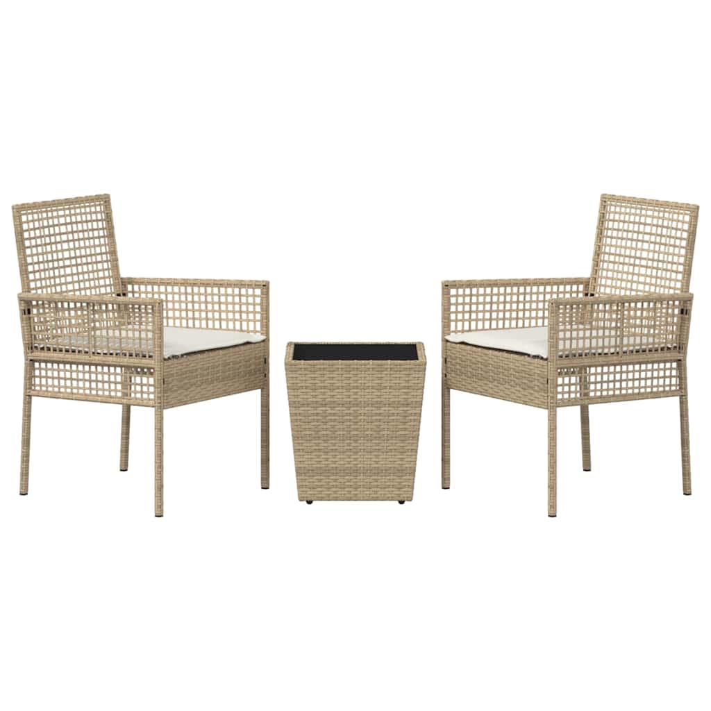 Garten Bistro Set 3 pcs Beige Poly-Rattan