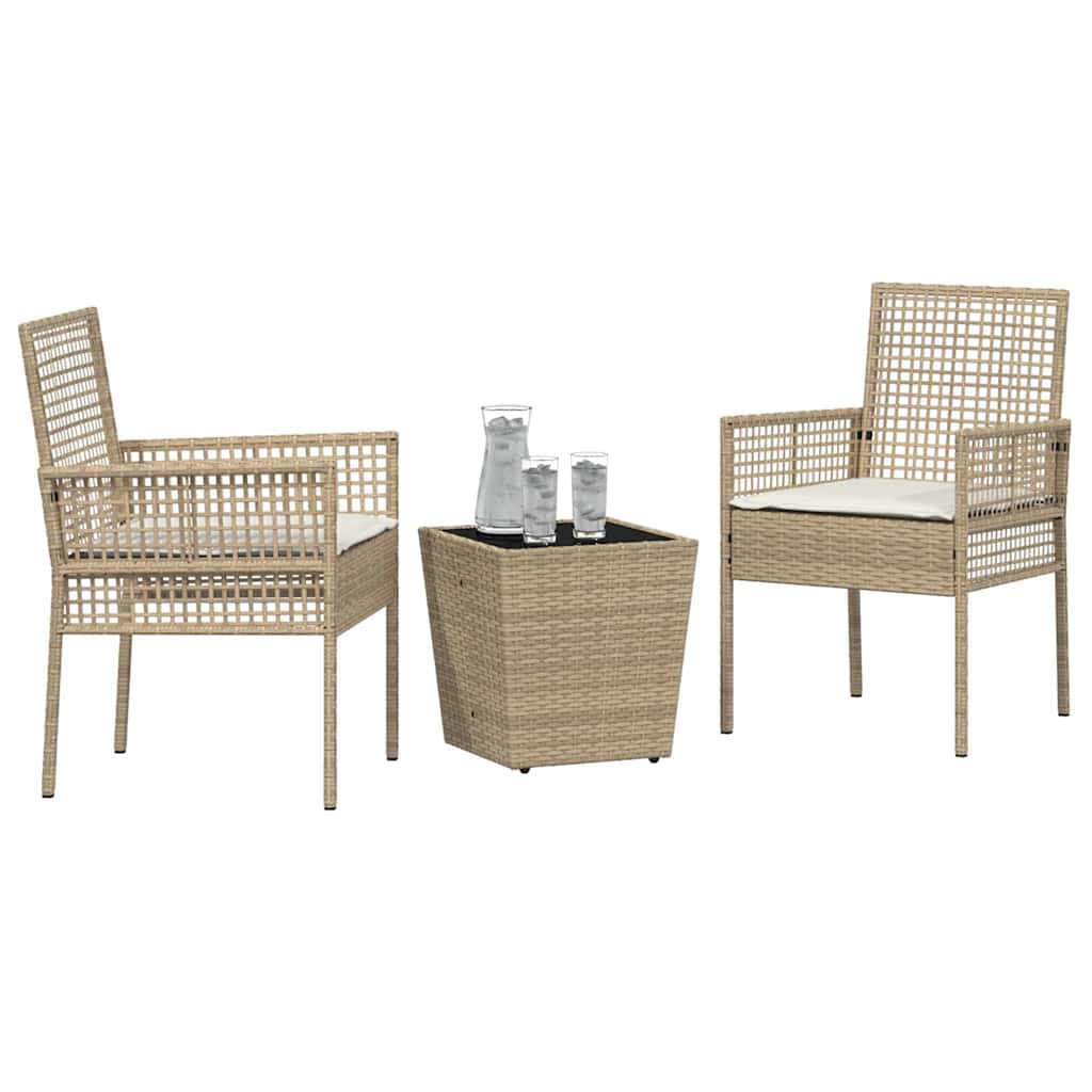 Garten Bistro Set 3 pcs Beige Poly-Rattan