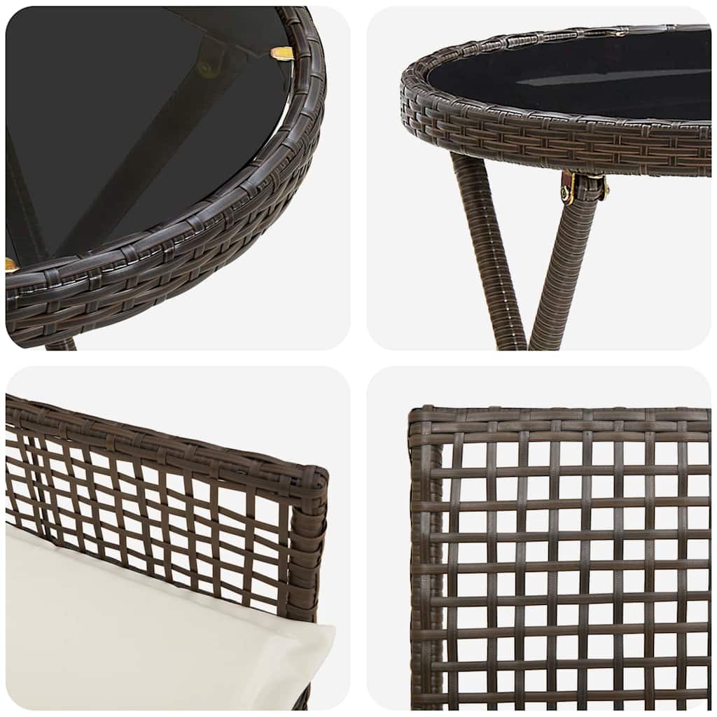 Garten Bistro Set 3 pcs Braun Poly-Rattan