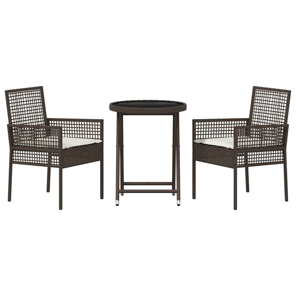 Garten Bistro Set 3 pcs Braun Poly-Rattan