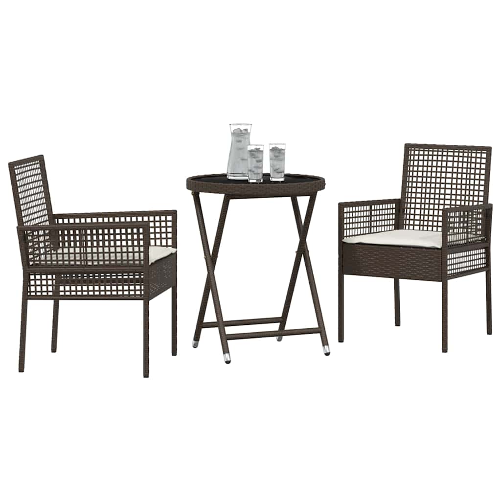 Garten Bistro Set 3 pcs Braun Poly-Rattan