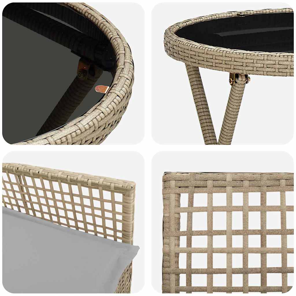 Garten Bistro Set 3 pcs Beige Poly-Rattan