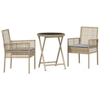 Garten Bistro Set 3 pcs Beige Poly-Rattan