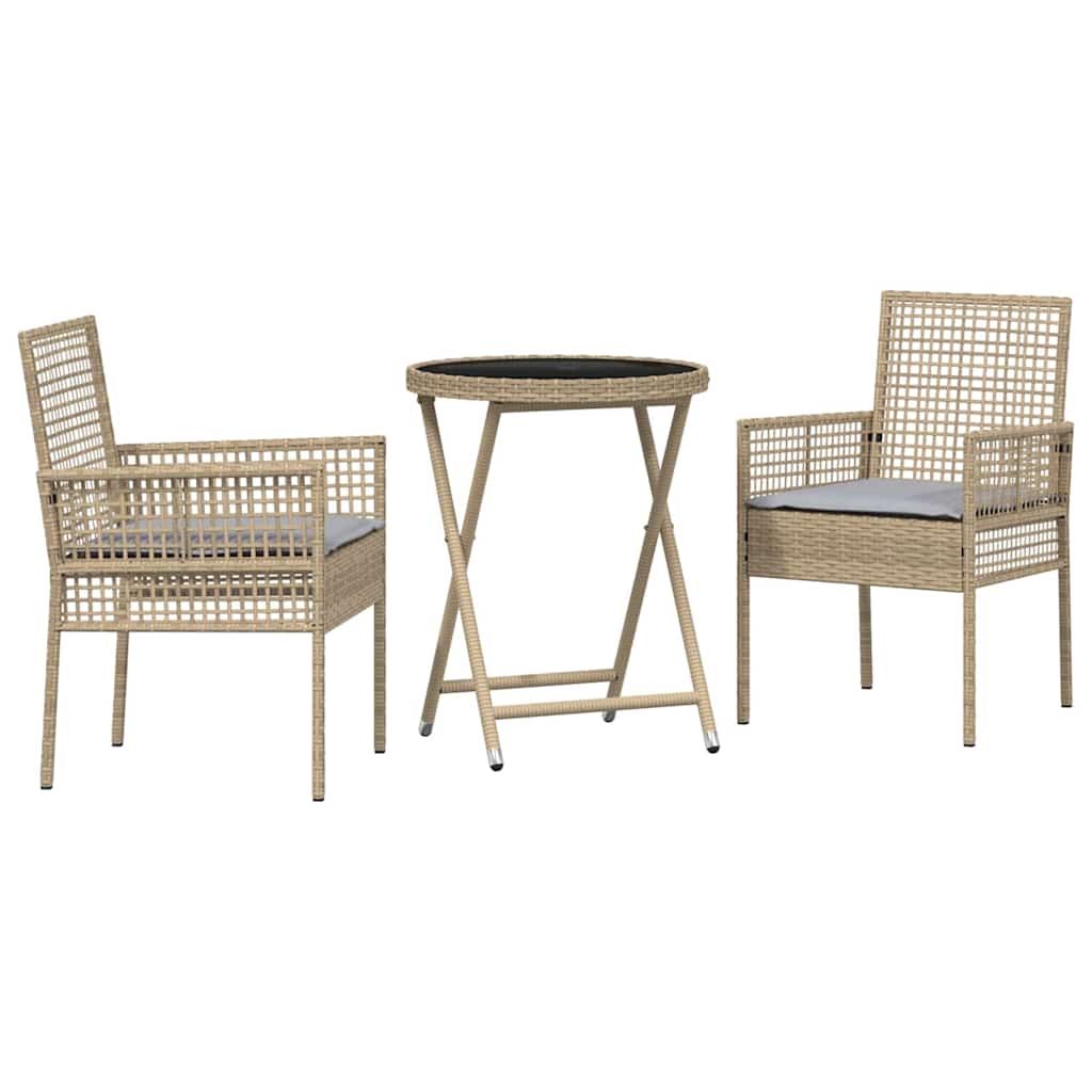 Garten Bistro Set 3 pcs Beige Poly-Rattan