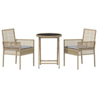 Garten Bistro Set 3 pcs Beige Poly-Rattan