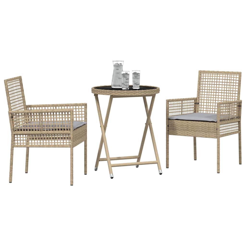 Garten Bistro Set 3 pcs Beige Poly-Rattan