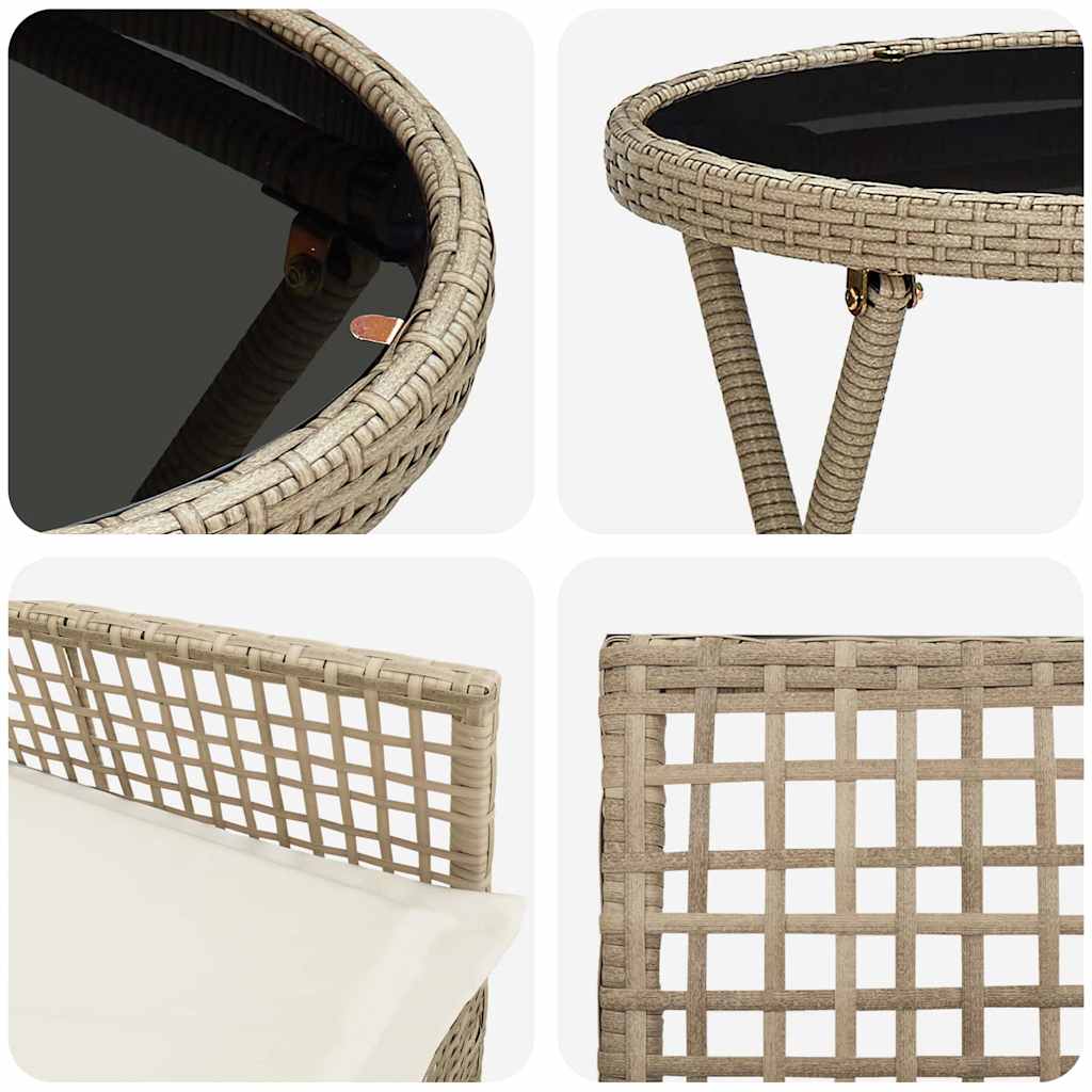 Garten Bistro Set 3 pcs Beige Poly-Rattan