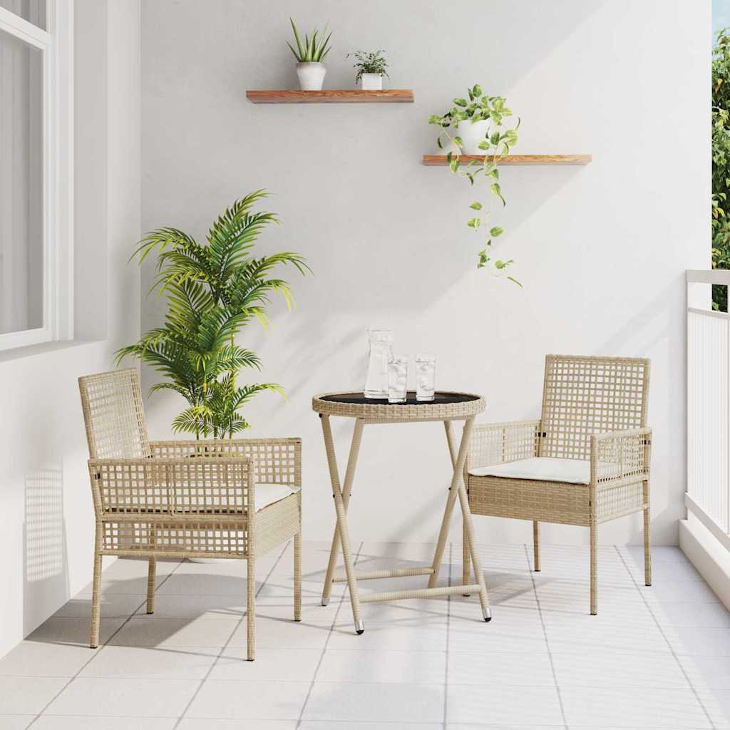 Garten Bistro Set 3 pcs Beige Poly-Rattan