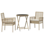 Garten Bistro Set 3 pcs Beige Poly-Rattan