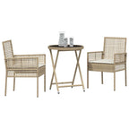 Garten Bistro Set 3 pcs Beige Poly-Rattan