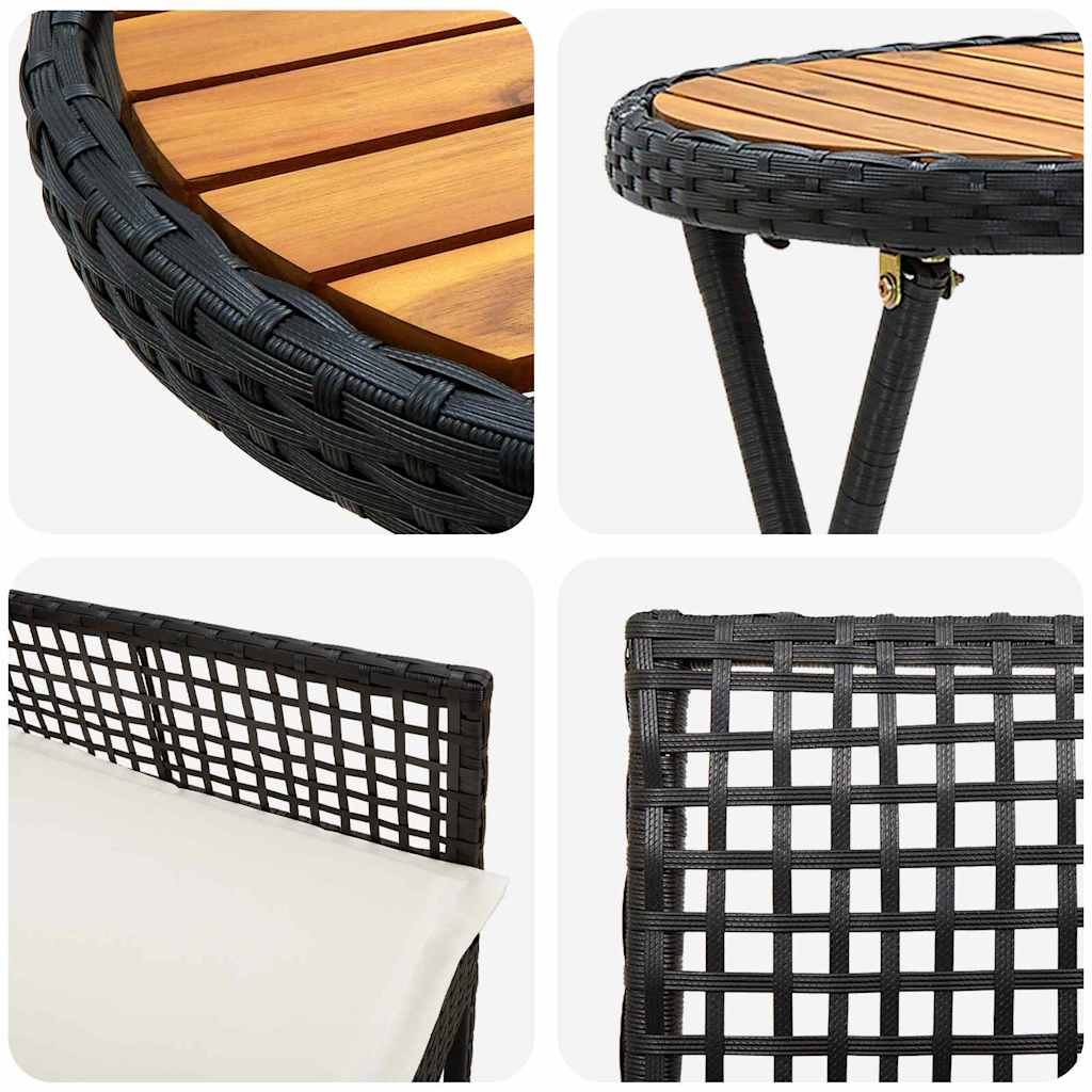 Garten Bistro Set 3 pcs Schwarz Poly-Rattan