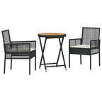 Garten Bistro Set 3 pcs Schwarz Poly-Rattan