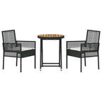 Garten Bistro Set 3 pcs Schwarz Poly-Rattan