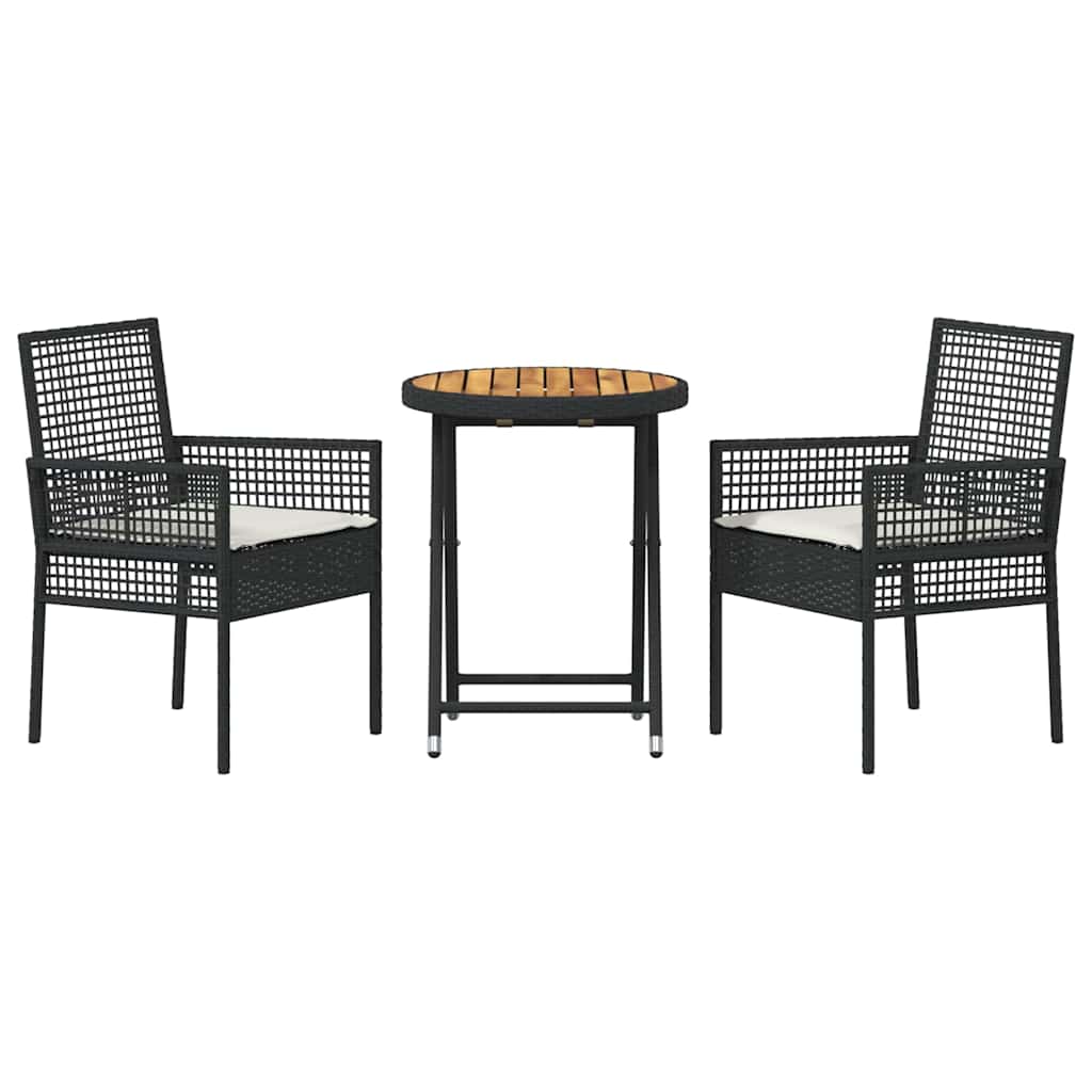 Garten Bistro Set 3 pcs Schwarz Poly-Rattan