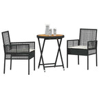 Garten Bistro Set 3 pcs Schwarz Poly-Rattan